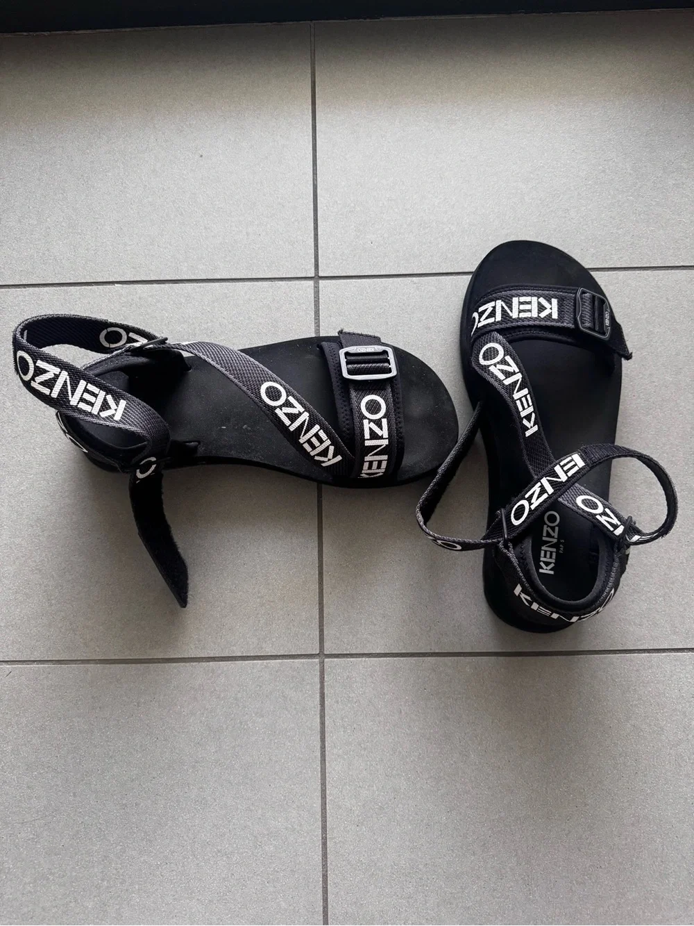 Kenzo Black Logo Strap Sandals